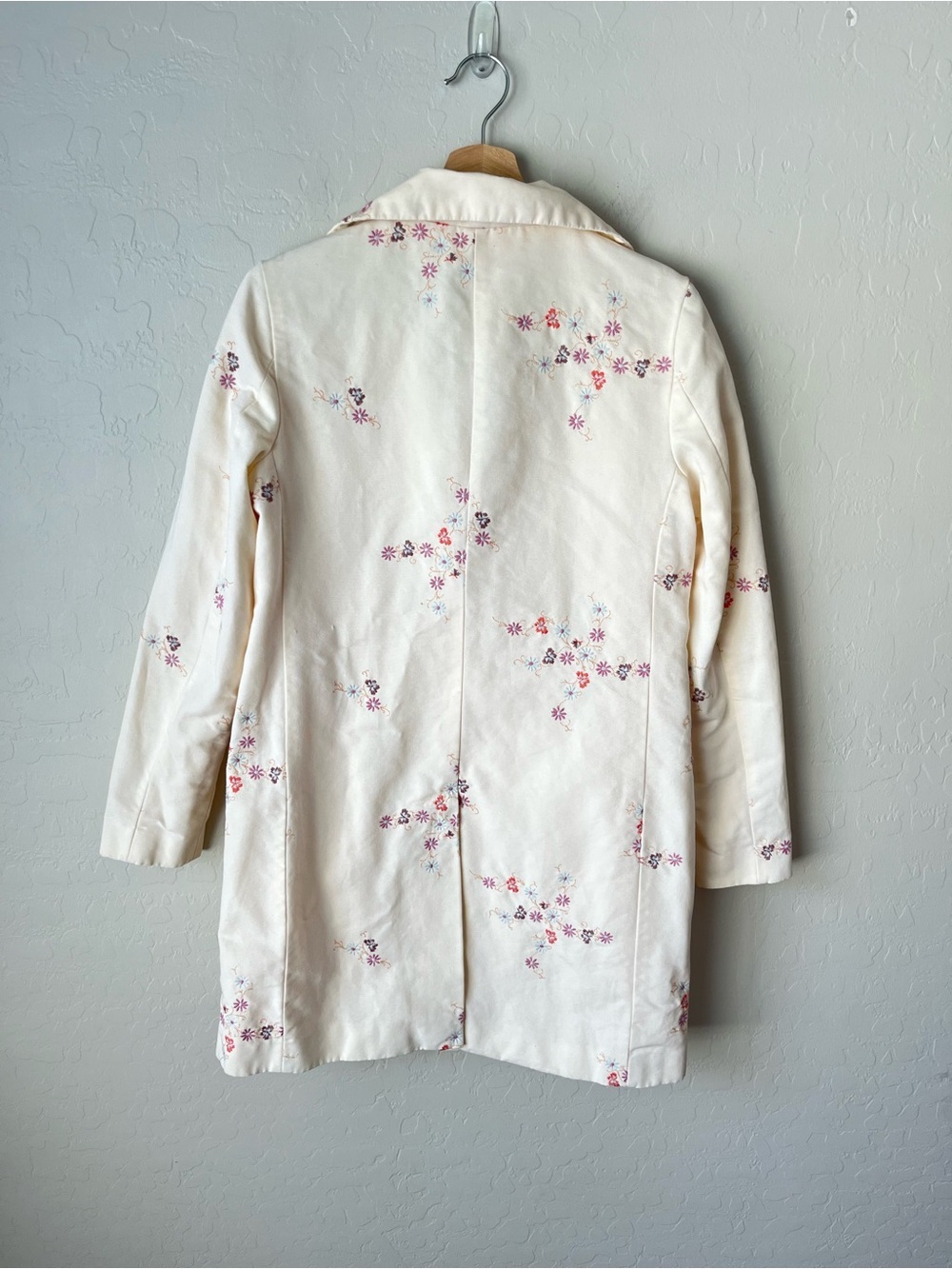 Gap Vintage Y2K Cottagecore Cotton Floral Embroidered Trench Long Coat White - Picture 2 of 7